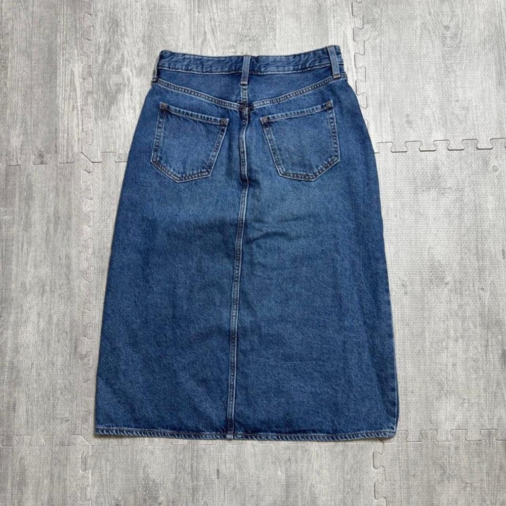 Old Navy High Rise Denim Midi Skirt Women's 10 Medium Wash Blue - Picture 2 of 4